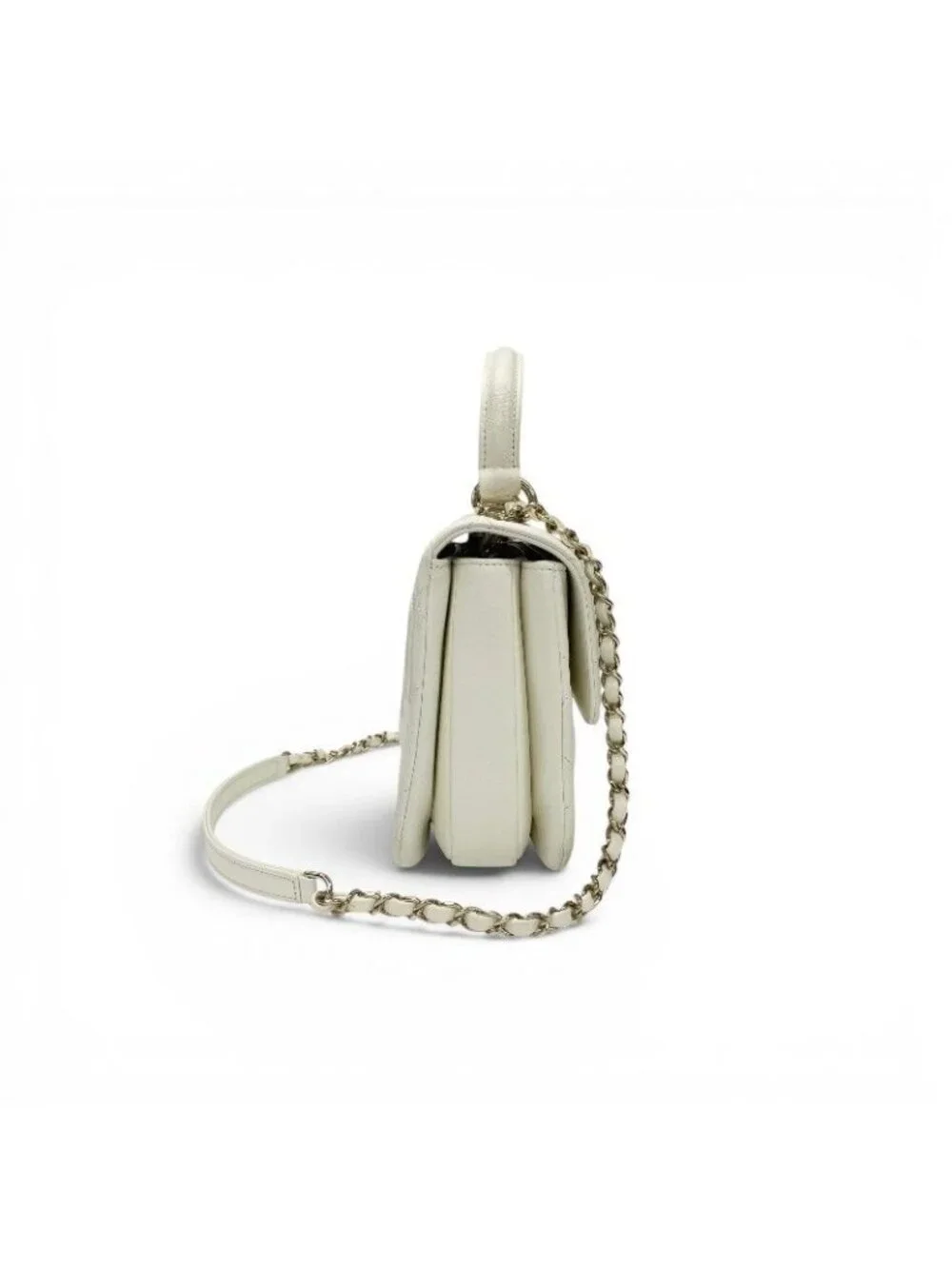 Chanel Trendy CC Shoulder Bag White Gold CC Logo Turnlock Rhinestone Chain 2-Way
